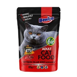Bonisa Dana Etli Yetişkin Islak Kedi Maması 85 ml