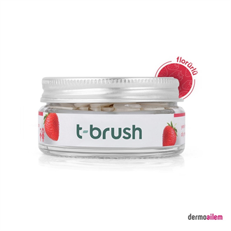 T-Brush Çilek Aromalı Flörürlü 90'lı Diş Macunu Tableti