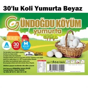 Gündoğdu Çiflik Yumurtası 30 Adet M Boy Beyaz Yumurta
