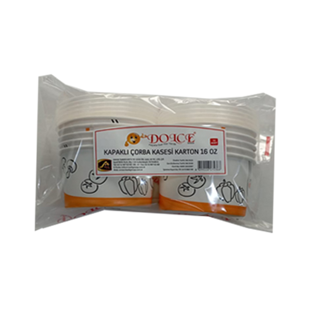 Dolce Kapaklı Çorba Kasesi Karton 10 lu 16 Oz 