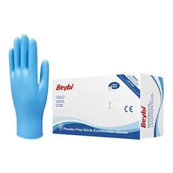 Beybi Nitril Muayene Eldiveni Pudrasız L Mavi