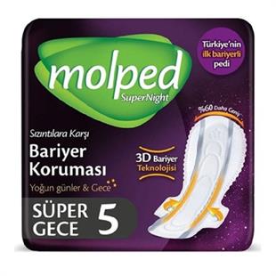 Molped Supernight Hijyenik Kadın Pedi Super Gece 5'li