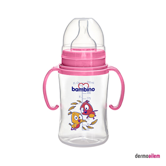Bambino Geniş Ağızlı Kulplu Biberon PP 250 Ml Pembe
