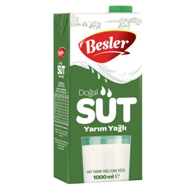 BESLER YARIM YAĞLI UHT SÜT 1 L
