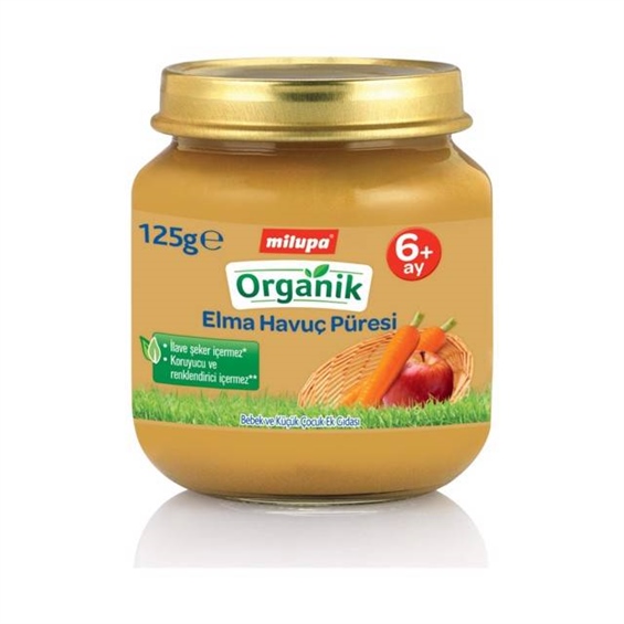 Milupa Organik Elma Havuç Püresi Kaşık Maması 125 gr