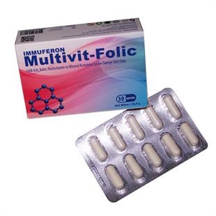 Multivit-Folic Folik asit, Kalsiyum, Magnezyum, Bor 30 Kapsül - 3'lü