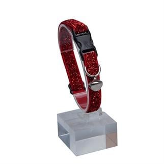 Dalis Kadife Zilli Kedi Tasması 22-30 cm Kırmızı