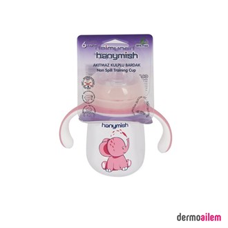Hanymish Akıtmaz Kulplu Pembe Bardak 6+ay 260 ml