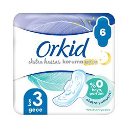 Orkid Extra Hassas Koruma Hijyenik Ped Gece 6 lı