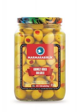 Marmara Birlik Yeşil Zeytin Kırmızı Biber Dolgulu (4XL) 850 Gr