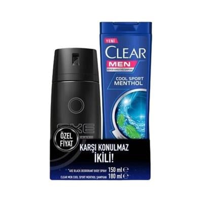 AXE DEO BLACK 150ml + CLEAR MEN COOL SPORT MENTOL SAMPUAN 180 ML