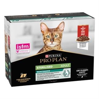 ProPlan Kısırlaştırılmış Sığır Etli Pouch Kedi Konservesi 10x85 Gr