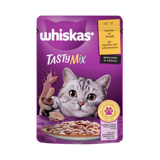 Whiskas Pouch Tastymix Sos Içinde Kuzulu Ve Hindili Yetişkin Kedi Konservesi 85gr