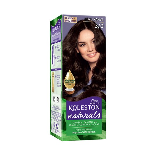 Wella Koleston Naturals Saç Boyası 3/0 Koyu Kahve