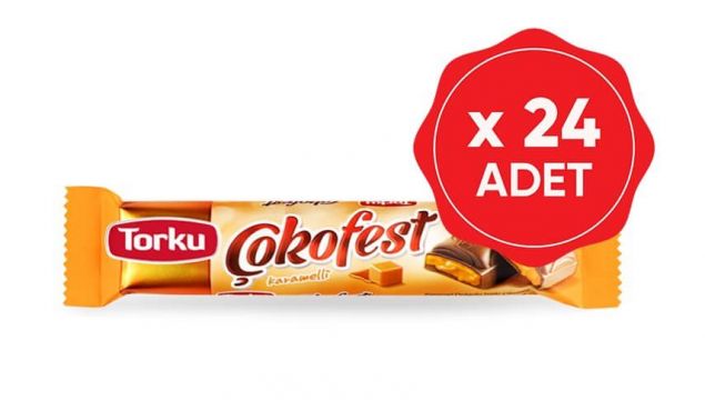Torku Çokofest Karamel Sütlü Çikolata 34 Gr x 24 Adet