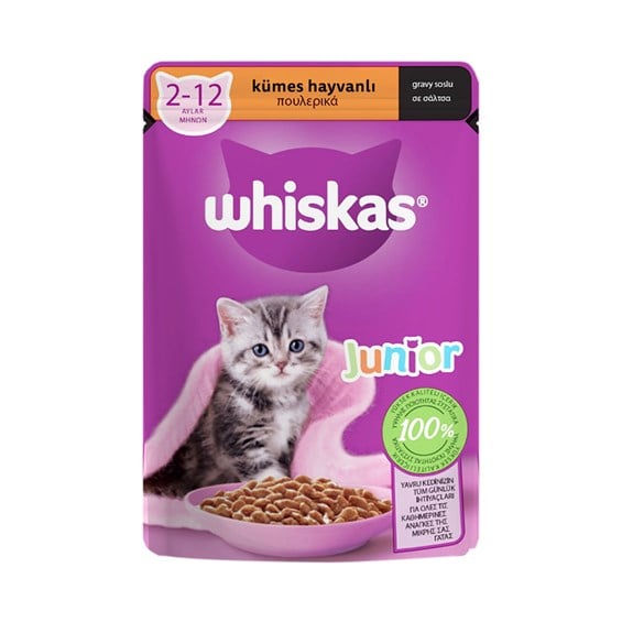 Whiskas Pouch Yavru Kümes Hayvanlı Yaş Kedi Maması 85 Gr 