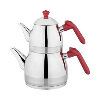 Schafer Luz Orta Boy Çelik Çaydanlık Takımı 3 Parça Kırmızı