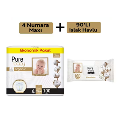 PURE BABY BEZ 4 NUMARA MAXİ 100 ADET