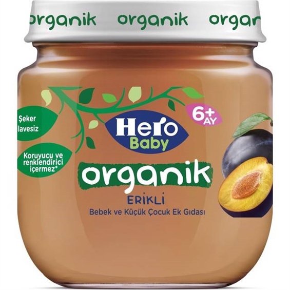 Hero Baby Organik Erikli Püreli Kavanoz Ek Gıda 120 gr