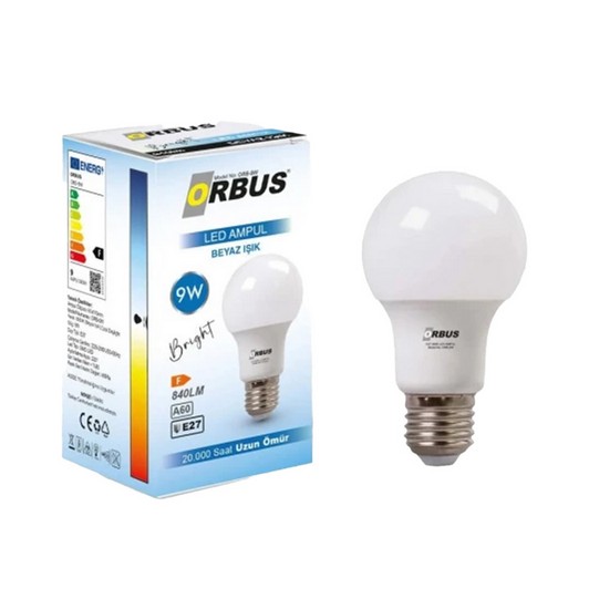 Orbus Led Ampul Beyaz Işık 9 watt E27 