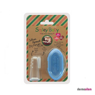 Smiley Baby Mavi Saklama Kaplı Parmak Diş Fırçası