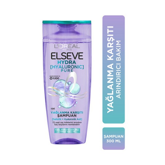 Elseve Hydra Hyaluronic Pure Yağlanma Karşıtı Şampuan 300 ml