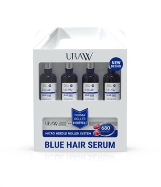 Uraw Mavi Serum 4'lü Paket + Dermaroller Hediye
