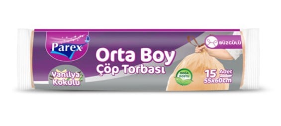 Parex Çöp Torbası Eko Büzgülü Vanilya Orta 15 li