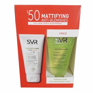 SVR Sebiaclear Cream SPF50+ 50 ml - Sebiaclear Gel Moussant 50 ml Hediye