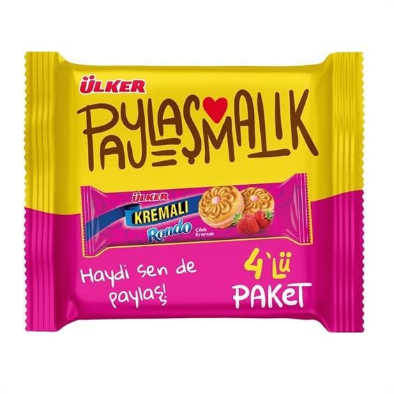 Ülker Rondo Kremalı Çilekli Bisküvi 4'lü 244 gr