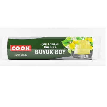 Cook Büzgülü & Kokulu Büyük Boy Çöp Torbası Limon 65 x 70 cm 10 Adet