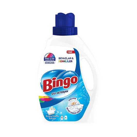 Bingo 40 Yıkama Sıvı Çamaşır Deterjanı Beyaz Sabun 2600 ml