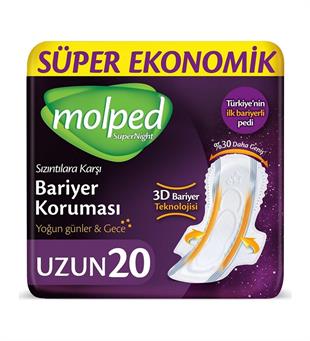 Molped Süper Night 3D Bariyerli Süper Ekonomik Ped 20'li