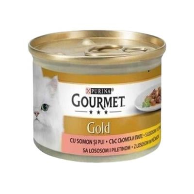 GOURMET GOLD PARÇA ETLI SOSLU SOMON TAVUK KEDI YAS MAMA 85g