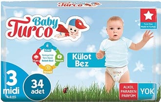 Baby Turco Külot Bez 3 Numara 34 Adet (5-9 kg)