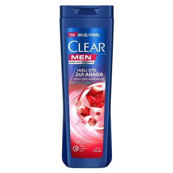 Clear Men Şampuan Hızlı Stil 2'si 1 Arada Kolay Şekil Alan Saçlar 350 ml