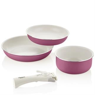 Falez AB 006 Bondy 4 lü Tiktak Tava Seti Dark Pink