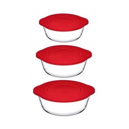Paşabahçe Borcam Kırmızı Kapaklı Set 3lü