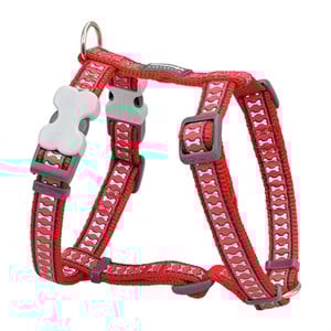 Red Dingo Fosforlu Kemik Desenli Köpek Göğüs Tasması 20 mm Kırmızı