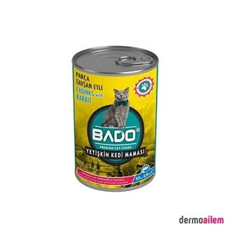 Bado Yaş Kedi Konserve Tavşan   Etli 415 gr Mama