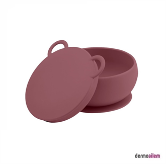 OİOİ Vakum Tabanlı Silikon Kapaklı Kase Bordo