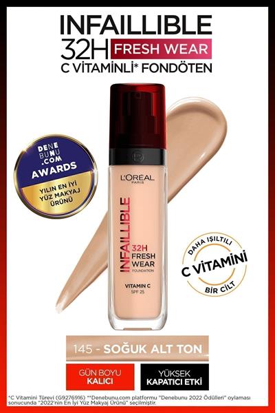 L'Oreal Paris L'oréal L'oréal Paris Infaillible 32h Fresh Wear C Vitaminli Fondöten - 145 Rose Beige