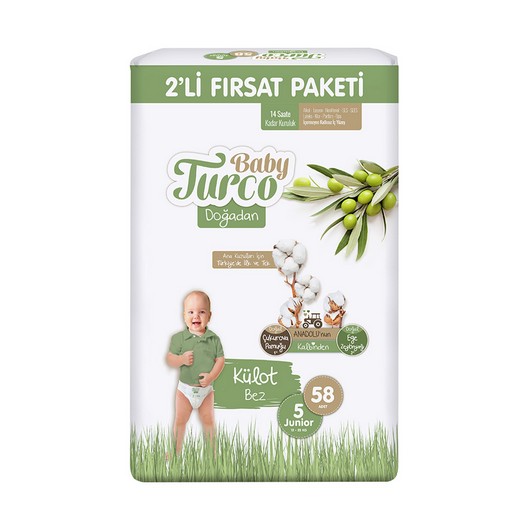 Baby Turco 2 li Fırsat Paketi Külot Bez Junior 58 li