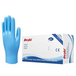 Beybi Pudrasız Mavi Nitril Muayene Eldiveni - 100 lü L
