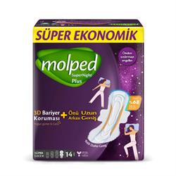 Molped Süper Night 3D Bariyerli Önü Uzun Arkası Geniş Ped Süper Gece 14'lü