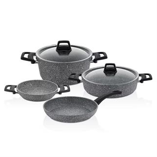 Falez Efes 6 Parça Granit Set Gri