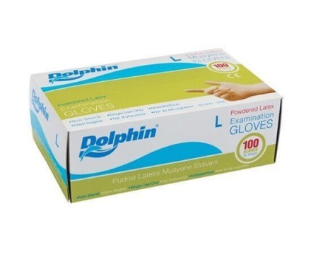 Dolphin Large Lateks Pudralı Muayene Eldiveni 100 Adet  