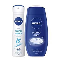 Nivea Deodorant Bayan Fresh Naturel 150 Ml+ Creme Care Banyo ve Duş Jeli 250 Ml Hediye