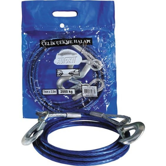 Autokit Çelik Çekme Halatı 7mm*3.5M 2 Ton