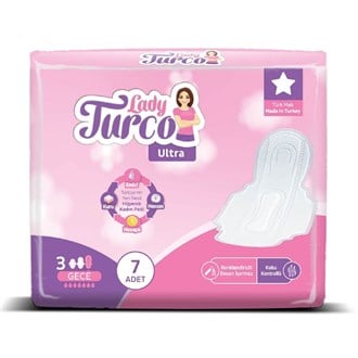 Lady Turco Kadın Pedi 3 Numara Ultra Gece İnce 7'li